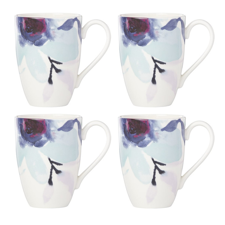 Lenox Indigo Watercolor Floral 4-piece Mug Set 885149