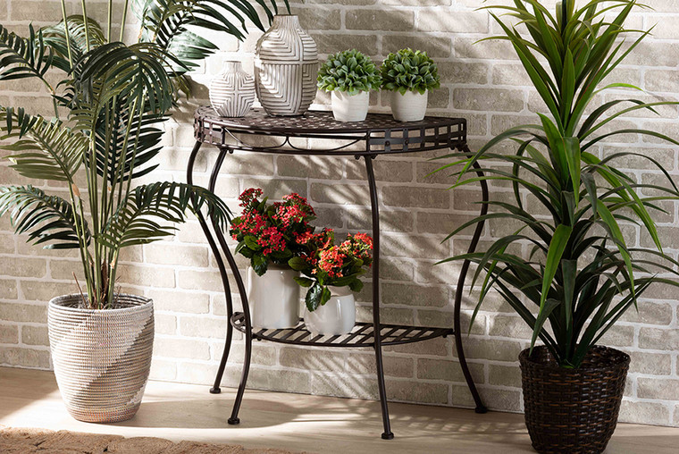 Baxton Studio Laraine Modern And Contemporary Black Metal Outdoor Console Table H01-99057A-Metal Console Table