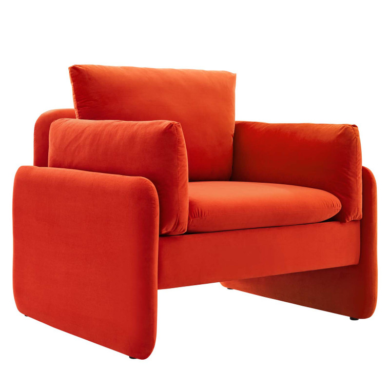 Indicate Performance Velvet Armchair EEI-5152-ORA By Modway Furniture