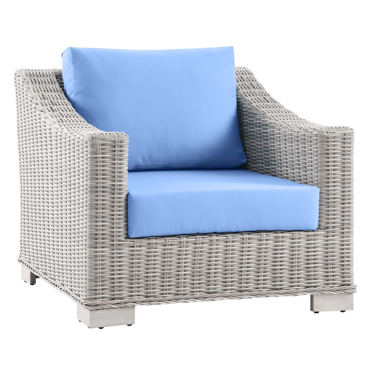 Conway Outdoor Patio Wicker Rattan Armchair EEI-4840-LGR-LBU By Modway Furniture