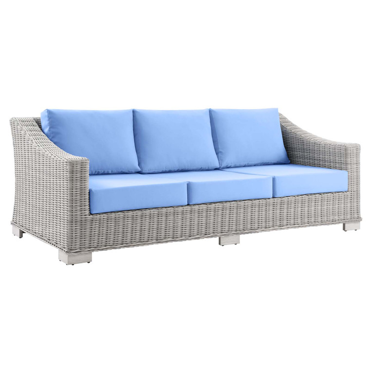 Conway Outdoor Patio Wicker Rattan Sofa EEI-4842-LGR-LBU By Modway Furniture