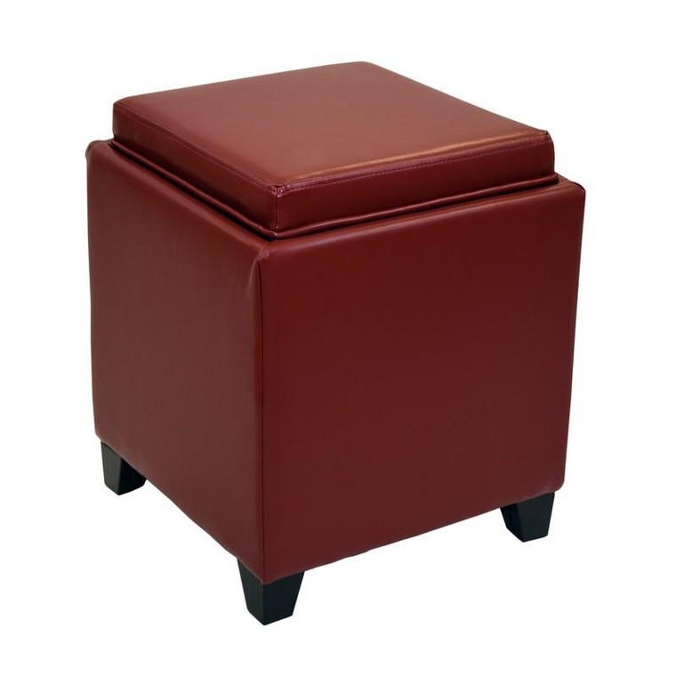 Armen Living Rainbow Red Storage Ottoman With Tray - LC530OTLERE