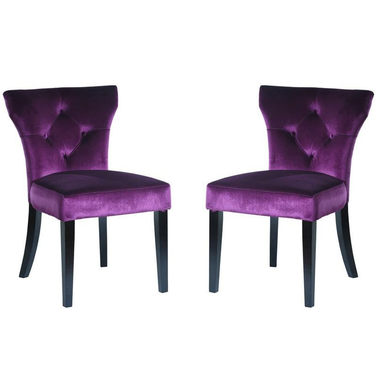 Armen Living Elise Purple Velvet Side Chair - (Set Of 2) - LC8099SIPU