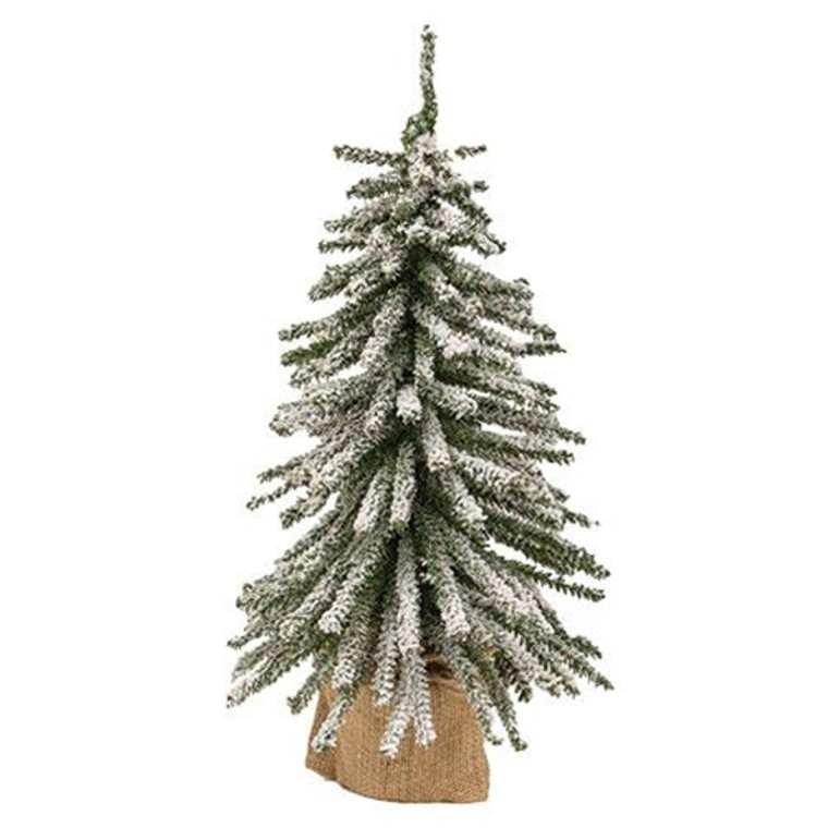 Flocked Mini Downswept Tree With Burlap Base 18" F04484 By CWI Gifts