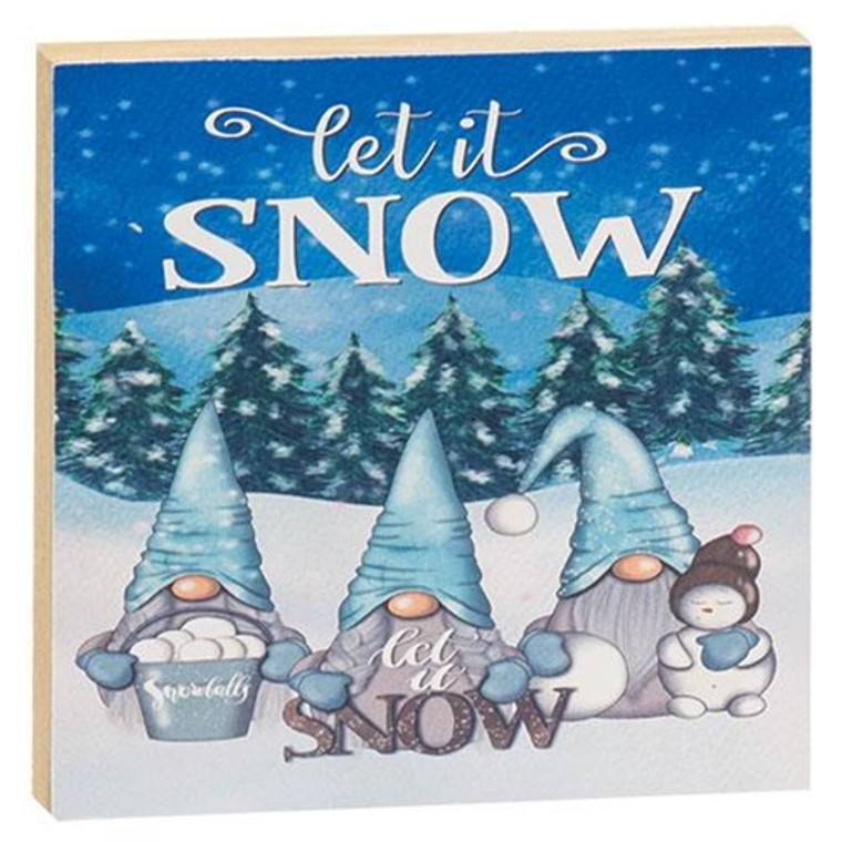 Let It Snow Gnome Family Square Block G066C04 By CWI Gifts