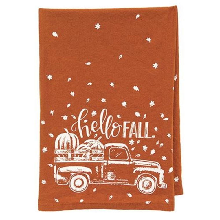 Hello Fall Pumpkin Truck Dish Towel G109981 By CWI Gifts