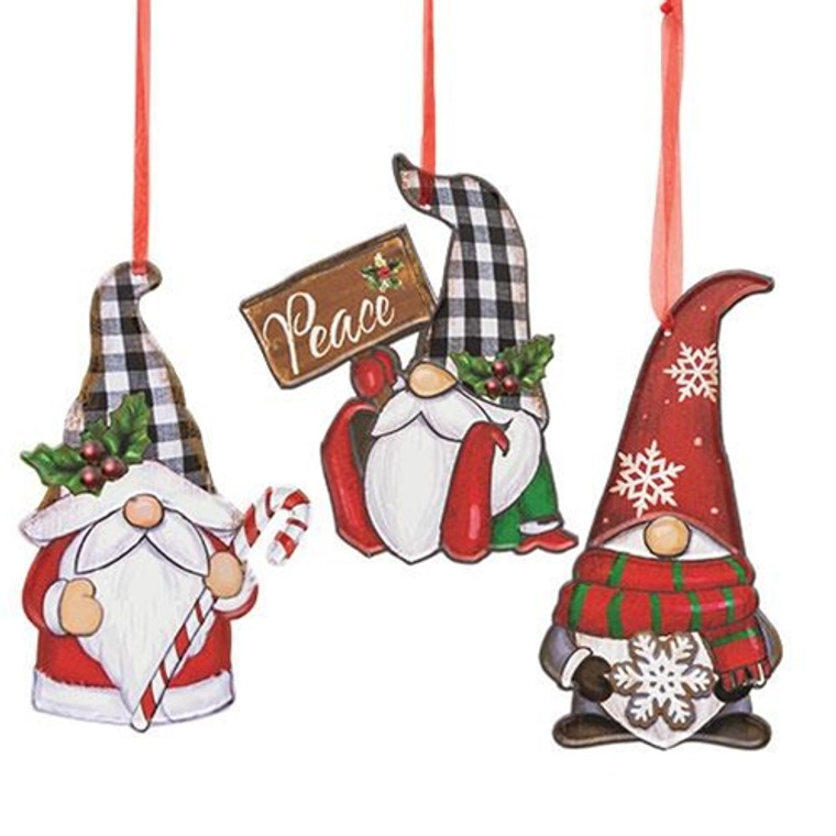 *Metal Gnome Ornament 3 Asstd. (Pack Of 3) G2602010 By CWI Gifts