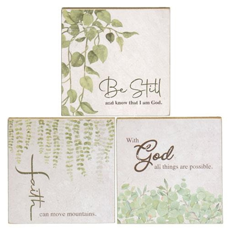 Be Still Square Block 3 Assorted (Pack Of 3) G35479 By CWI Gifts