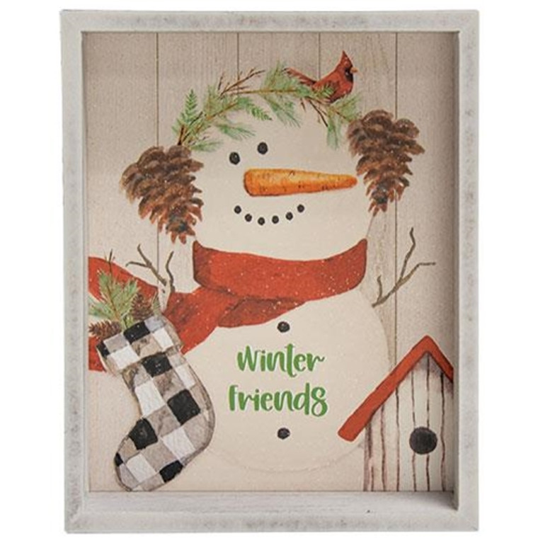 *Winter Friends Snowman Inset Box Sign G35597 By CWI Gifts
