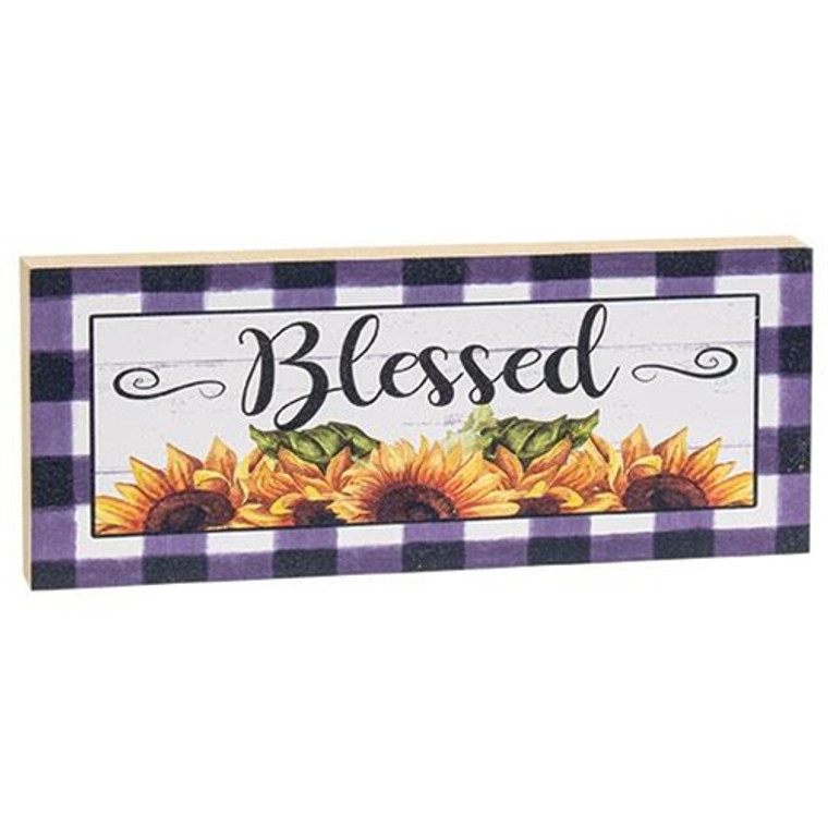 Blessed Sunflowers Long Shelf Sitter Block G41007 By CWI Gifts