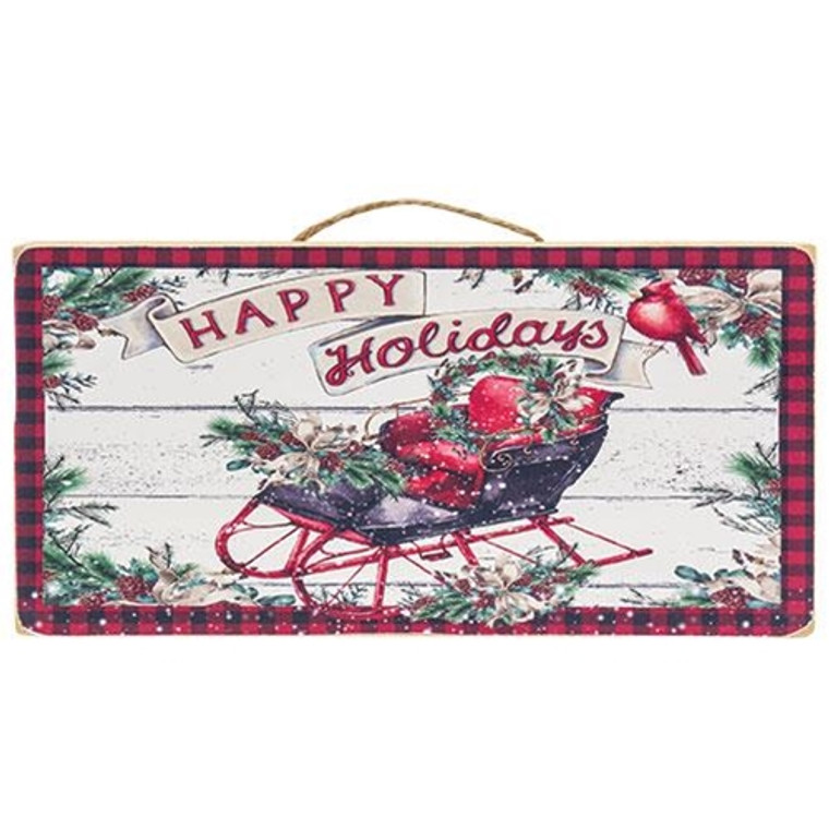 Happy Holidays Sleigh Hanging Sign G612C09 By CWI Gifts