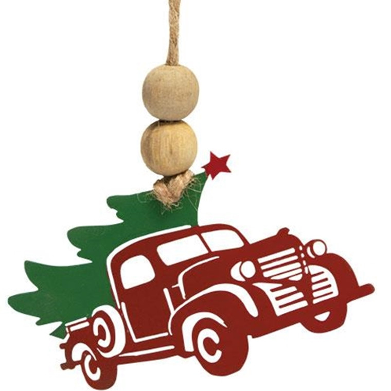 Cutout Metal Vintage Truck & Tree Ornament G70087 By CWI Gifts