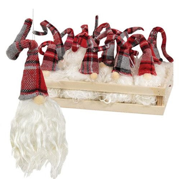 Plush Red Plaid Santa Gnome Ornament GADC2744 By CWI Gifts