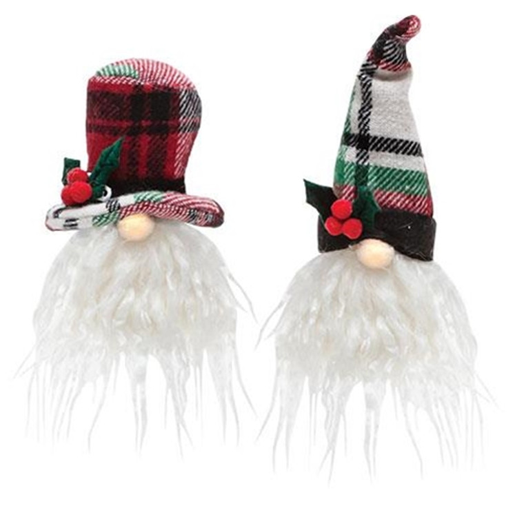 *Plaid Santa Gnome Ornament W/Led Light 2 Asstd. (Pack Of 2) GADC3009 By CWI Gifts