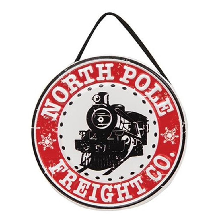 North Pole Freight Co. Embossed Metal Ornament GCM20053 By CWI Gifts