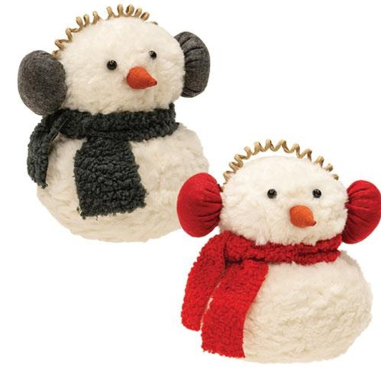 Sitting Roly Poly Snowman 2 Asstd. (Pack Of 2) GZOE3061 By CWI Gifts