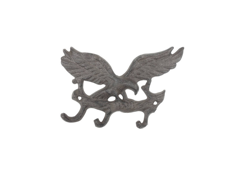 Cast Iron Flying Eagle Landing On A Tree Branch Decorative Metal Wall Hooks 7.5" K-9935-cast-iron By Wholesale Model Ships