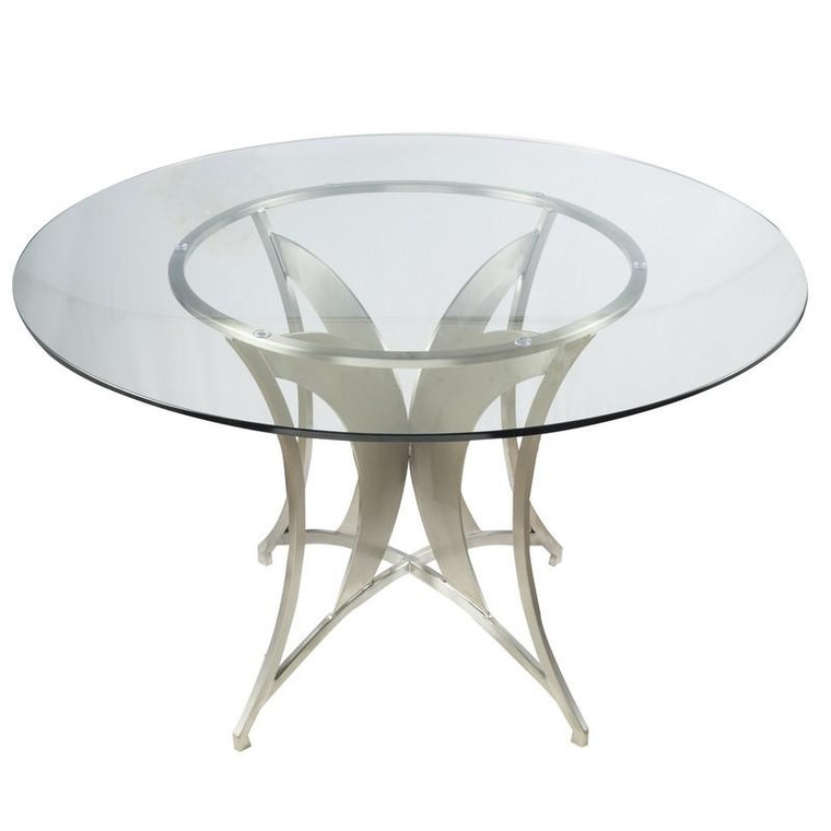 Armen Living Drake Dining Table In Steel With Clear Glass Top-LCDRDIB201TO Living
