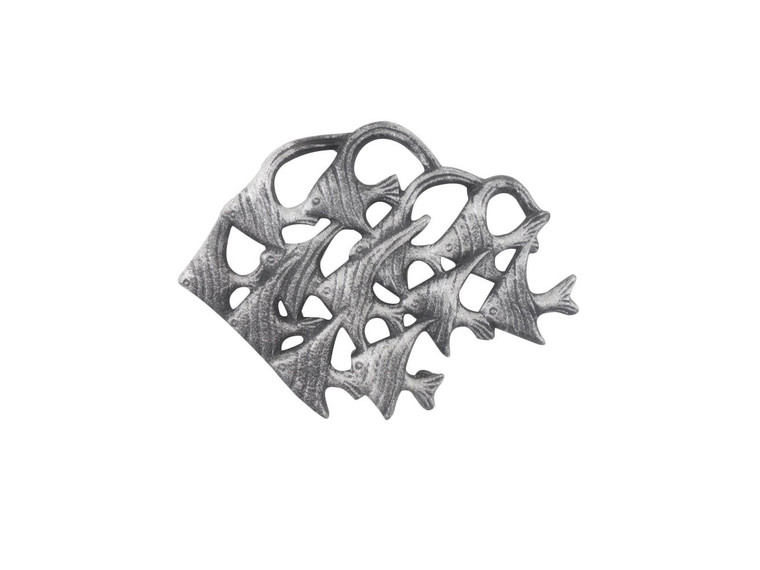 Rustic Silver Cast Iron School Of Fish Kitchen Trivet 6.5" K-9035A-silver By Wholesale Model Ships