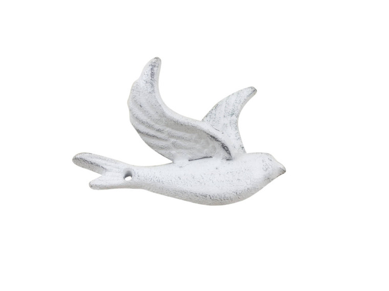 Whitewashed Cast Iron Flying Bird Decorative Metal Wing Wall Hook 5.5" k-9185-w By Wholesale Model Ships