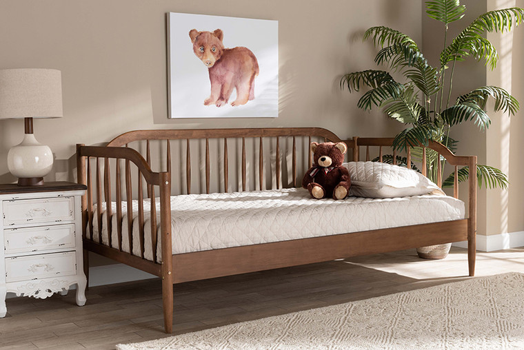 Baxton Studio Parson Classic Mid-Century Modern Walnut Brown Finished Wood Twin Size Daybed MG0073-1-Walnut-Daybed