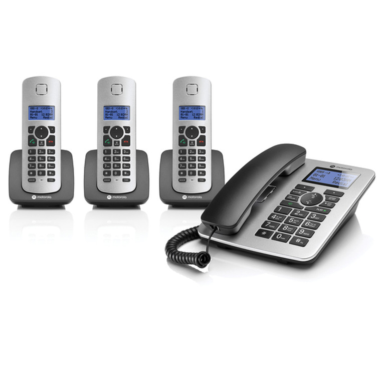 Corded And Cordless Phone With Caller Id, Answering System, And 3 Cordless Handsets TFDC4203 By Petra