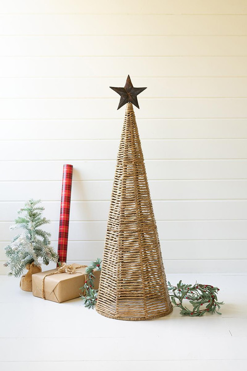 Seagrass Christmas Tree With Metal Star A6332 By Kalalou