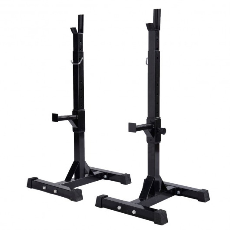 Pair Of Adjustable Solid Steel Squat Stands Barbell Rack TL27522