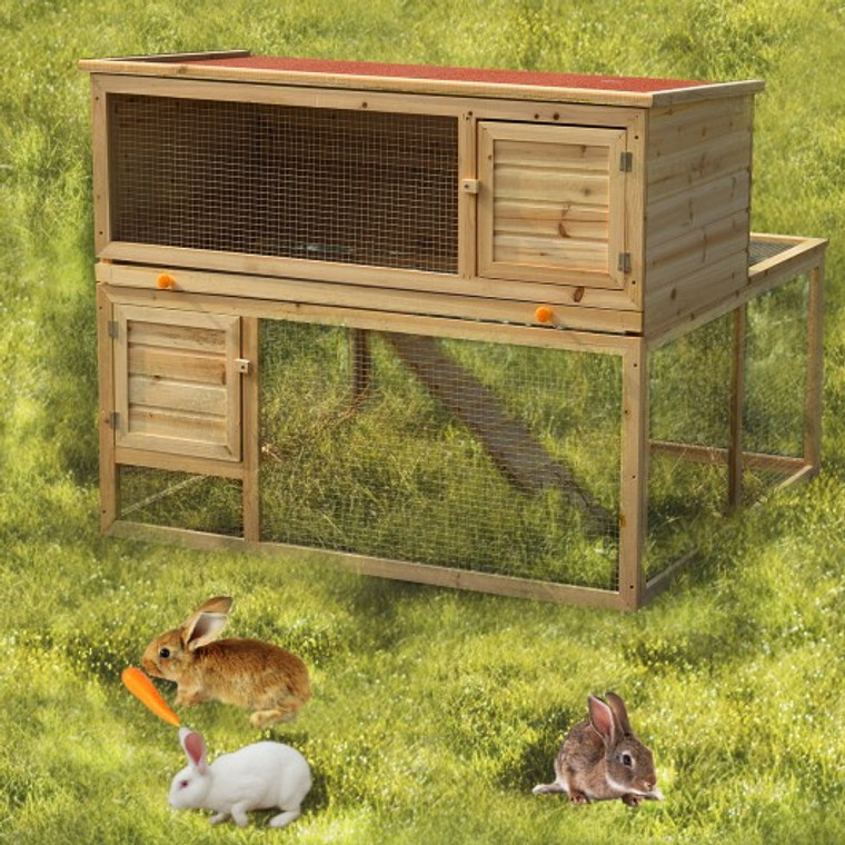 46" Deluxe Wooden Chicken Coop Hen House Rabbit Wood Hutch Poultry Cage Habitat PS5184