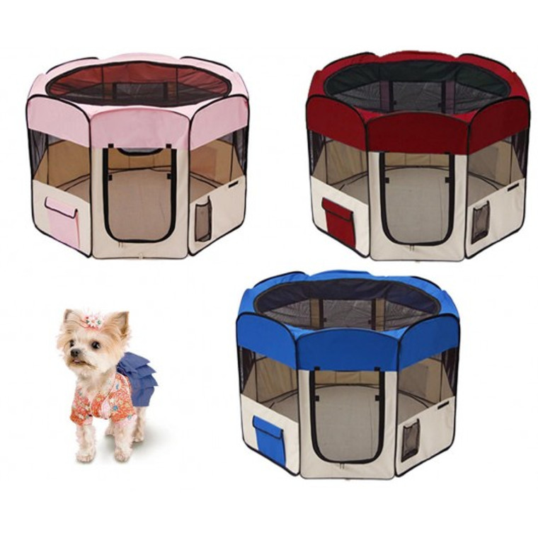 New 45" Pet Dog Kennel Fence Puppy Soft Playpen Exercise Pen Folding Crate W/Bag Wine PS5544WINE
