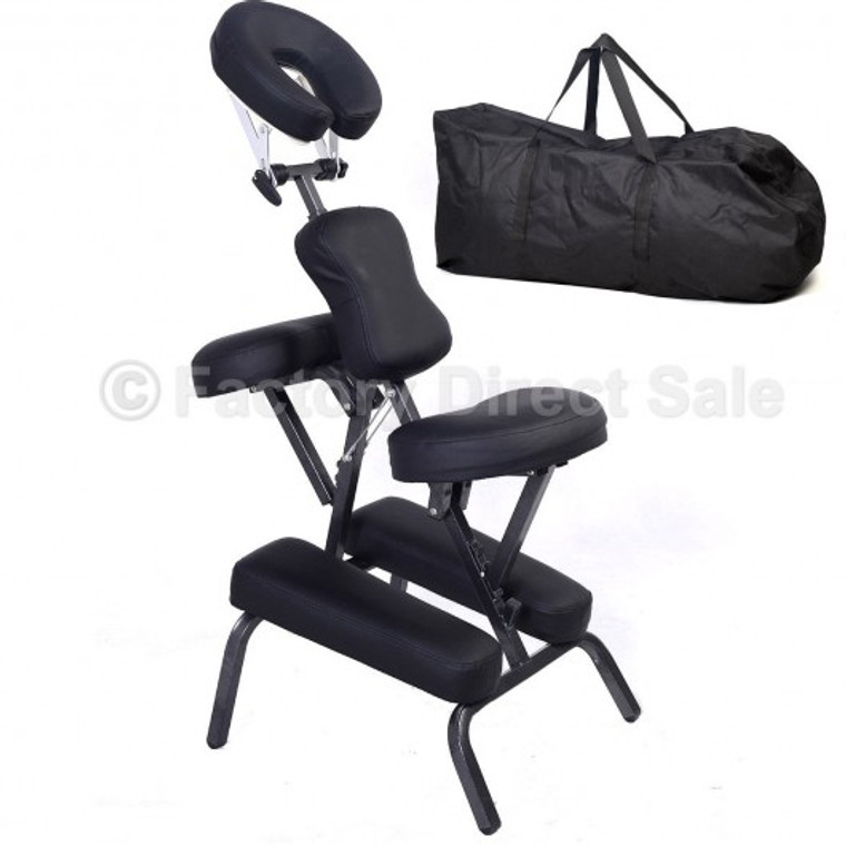 3" Pu Leather Pad Portable Travel Massage Black Tattoo Spa Chair W/ Carrying Bag HW48522