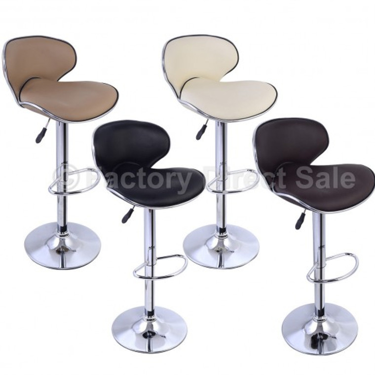 Set Of (2) Bar Stools Leather Modern Hydraulic Swivel Dinning Chair Barstools-Black HW48544-2BK