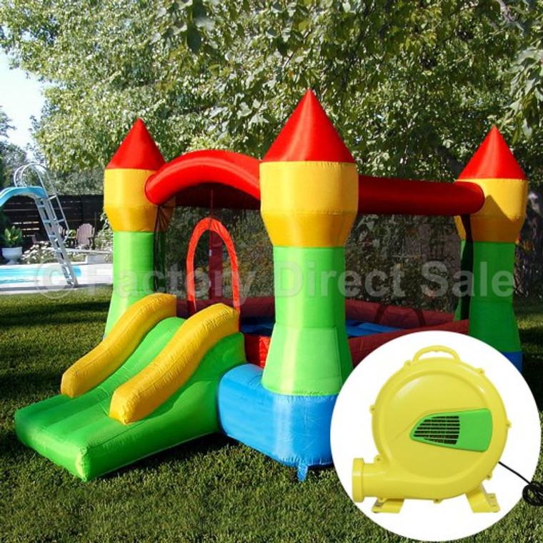 Inflatable Bounce House Jumper With Slide & 480 W Blower OP2497+EP20941