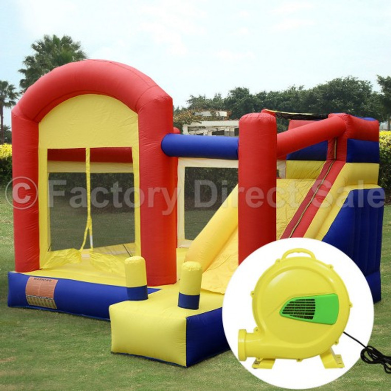 Inflatable Bounce House Castle With Super Slide & Blower OP2498+EP20941