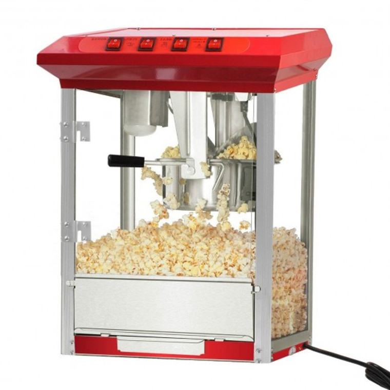 New 8Oz Deluxe Popcorn Popper Maker Machine Red Table Top Tabletop Theater Style EP18965