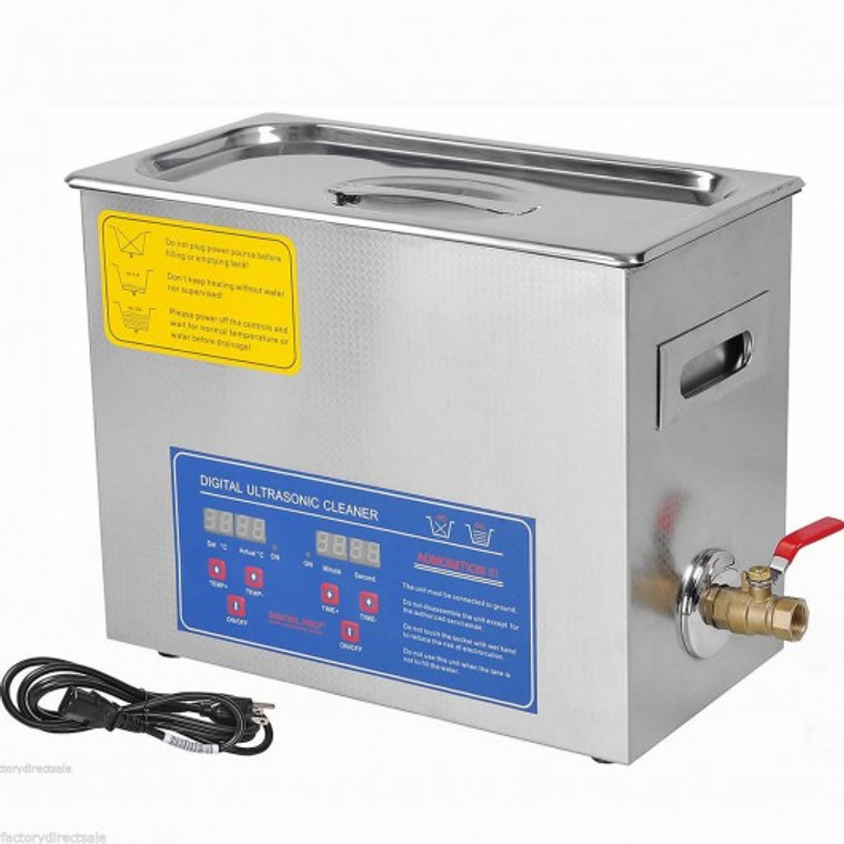 New Stainless Steel 6 L Liter Industry Heated Ultrasonic Cleaner Heater W/Timer EP19271-110V