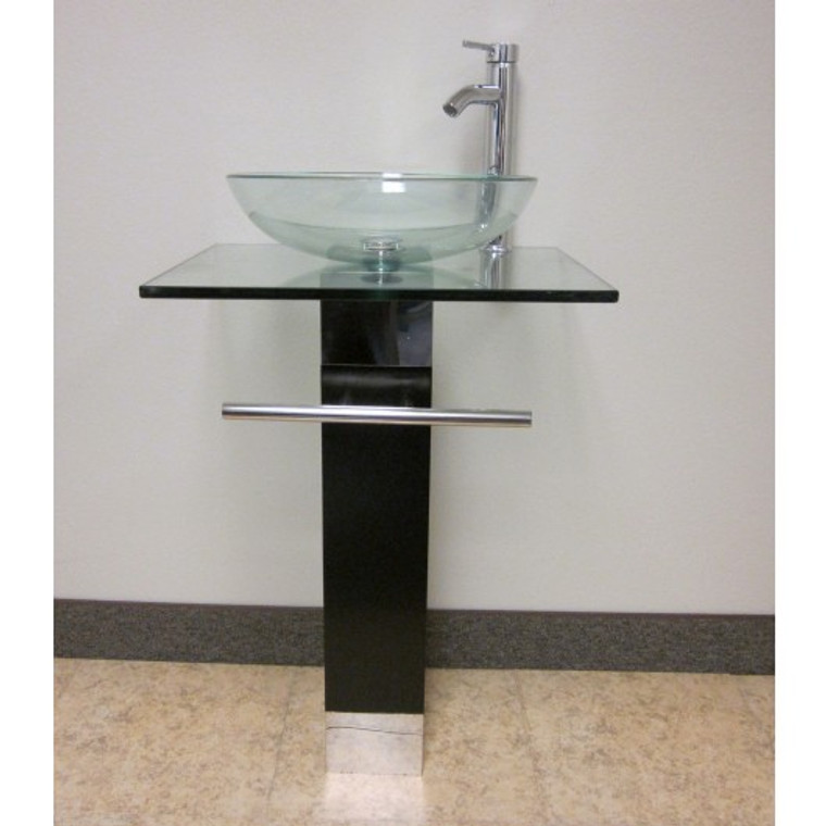 Bathroom Vanity Pedestal With Glass Sink BA6100
