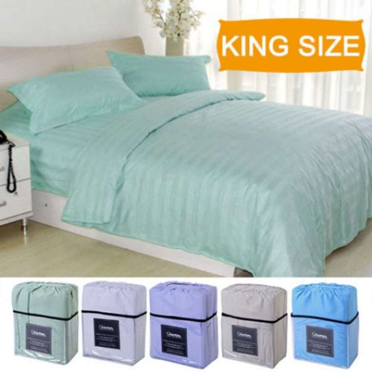 1800 Count 4 Piece Bed Sheet Set Deep Pocket 5 Color Available King Size New-Light Blue HT0719