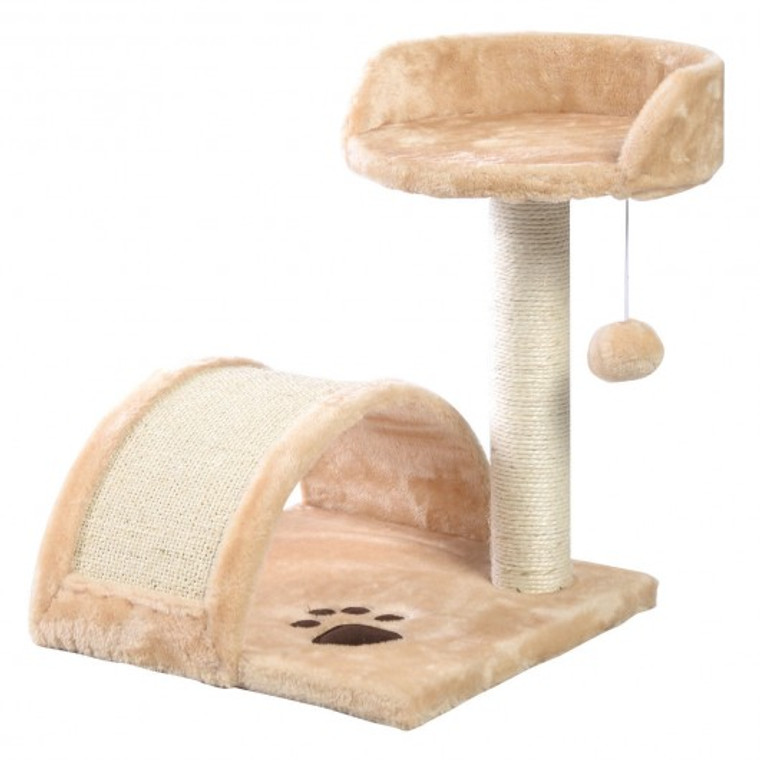 18" Deluxe Cat Tree Level Condo Furniture Scratching Post Kittens Pet Play Beige-Wine PS5799WINE