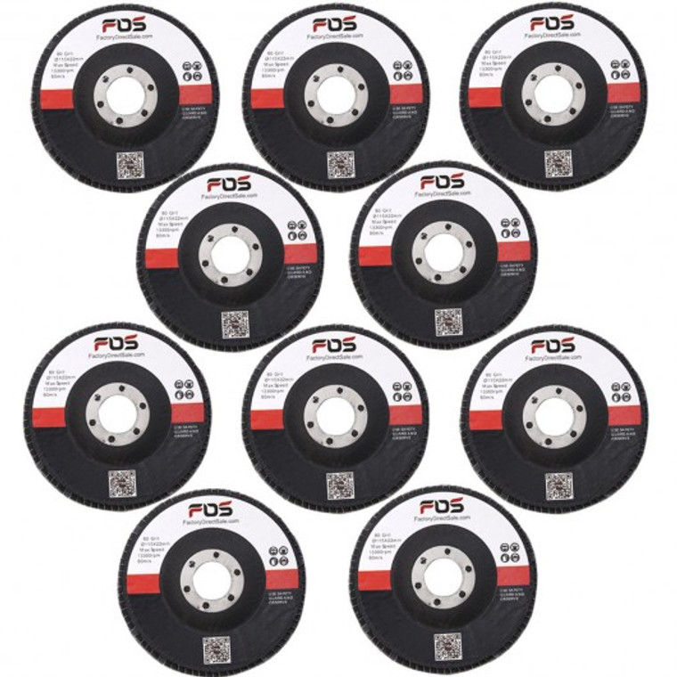 10 Pack 4 1/2" Flap Sanding Grinding Discs 80 Grit Angle Grinder Wheels TL30126