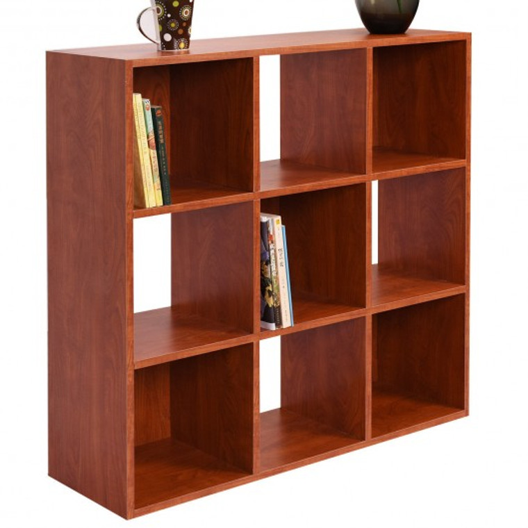 9-Grid Brown Storage Bookcase Home Office Use HW51752
