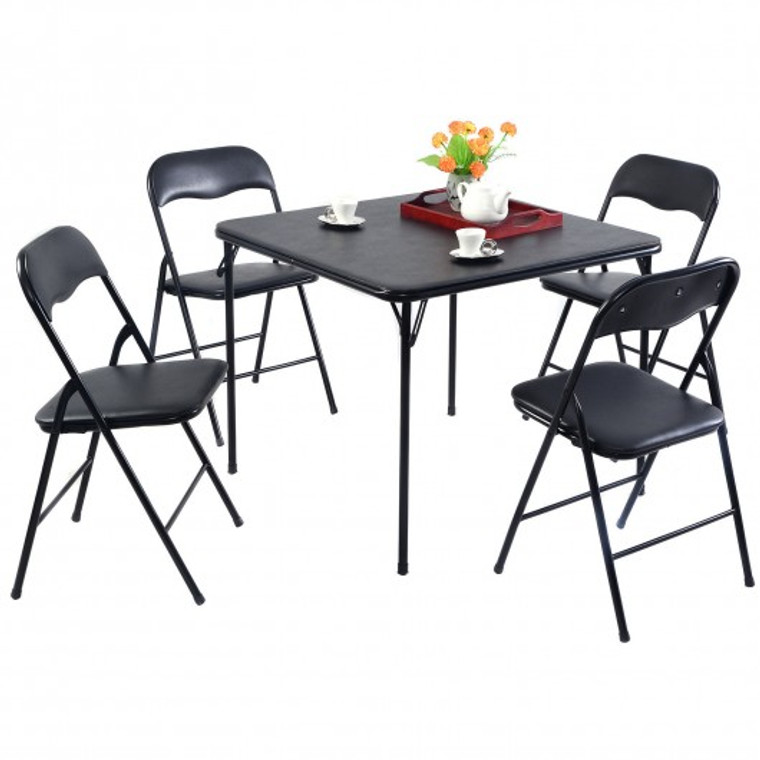 5Pc Folding Table Chair Set Guest Games Dining Kitchen Multi-Purpose Co-HW51665