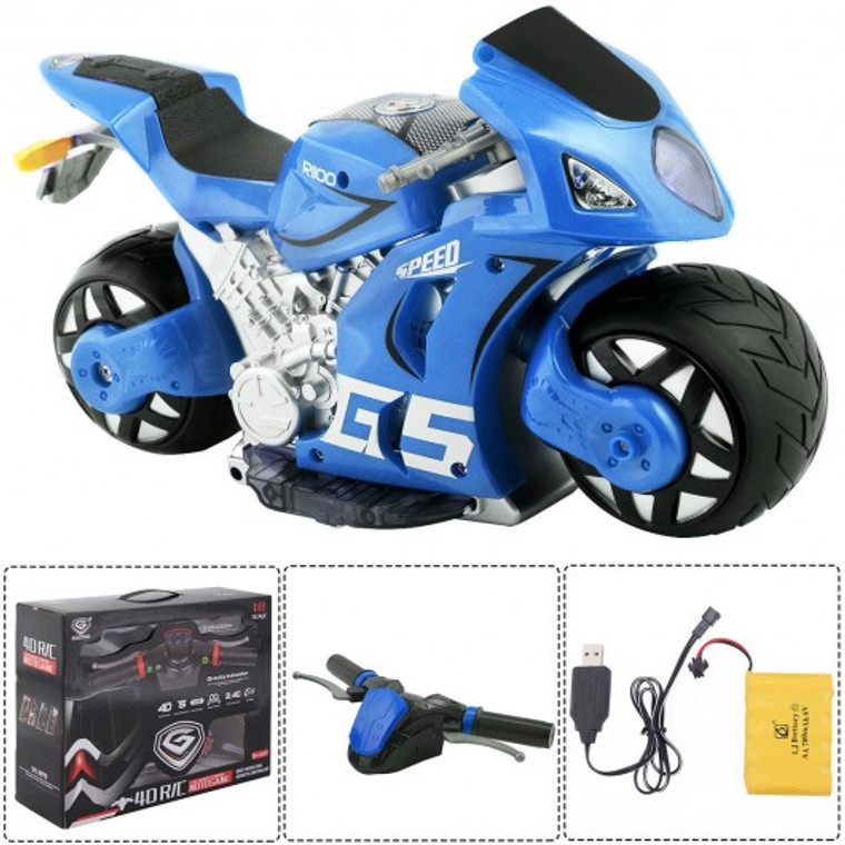 1/8 Scale 2.4G 4D R/C Simulation Remote Control Drift Motorcycle Kids Toys-Green TY560405GN