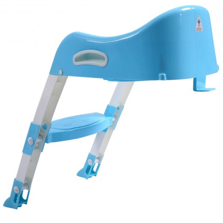 Kid Training Toilet Potty Trainer Seat Chair Toddler W/Ladder Step Up Stool-Blue BB4519BL