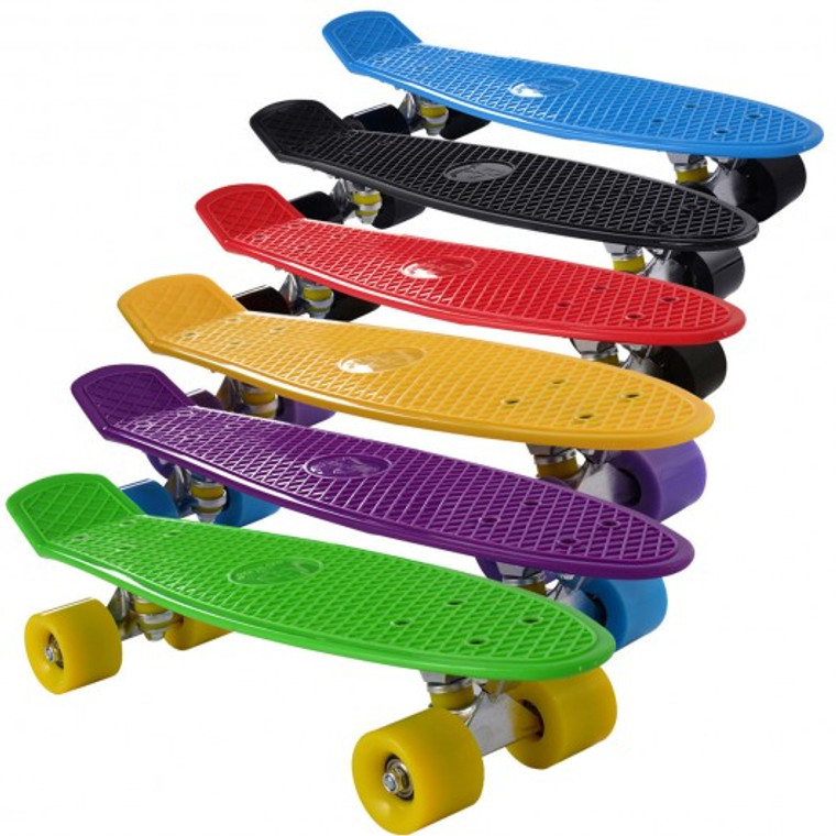 Mini Retro 22" Cruiser Style Skateboard Complete Deck Plastic Skate Board-Blue SP35209BL