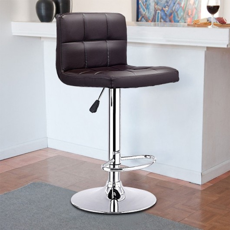1 Pc Bar Stool Swivel Adjustable Pu Leather Barstools Bistro Pub Chair-Brown HW65633BN