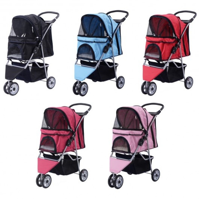 5 Color Foldable Three Wheel Pet Stroller-Blue PS6364BL