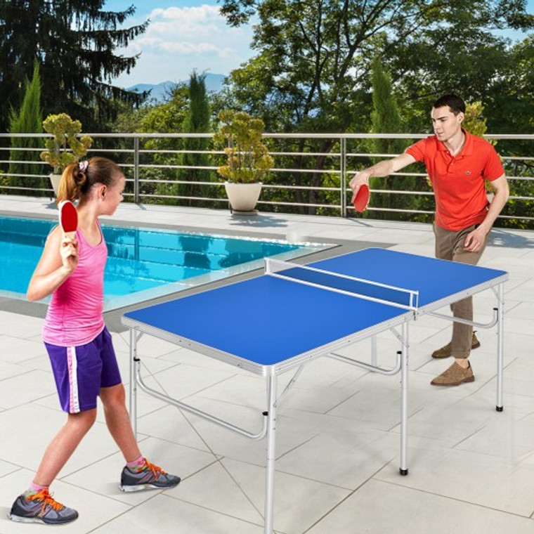 60 Inches Portable Tennis Ping Pong Folding Table With Accessories-Blue SP37197BL