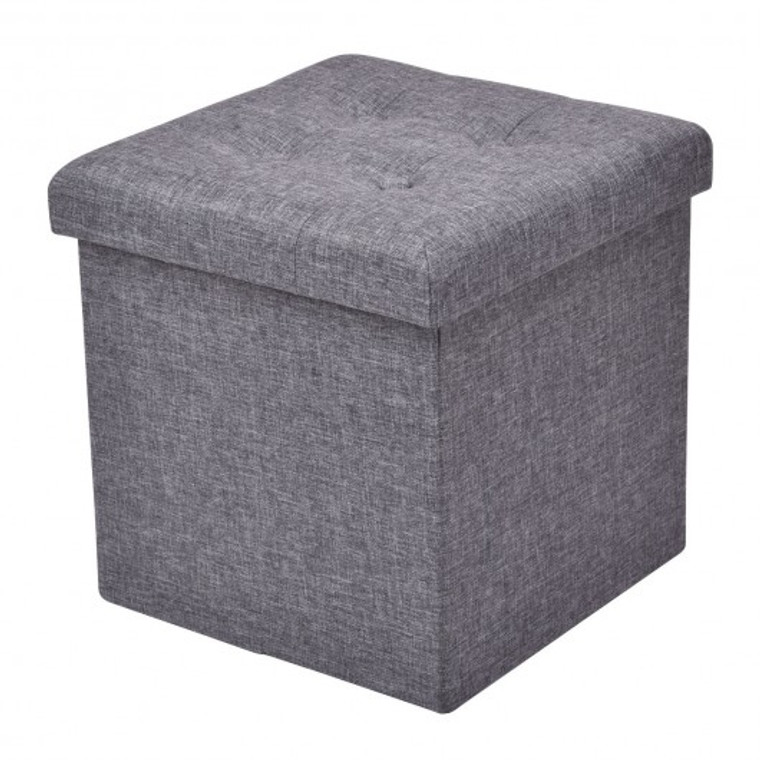 Folding Cube Storage Ottoman Seat-Gray HW54449GR