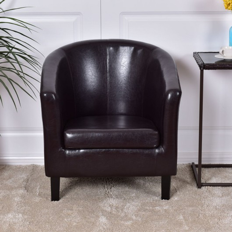 Arm Chair Pu Leather Single Sofa With Cushion-Black HW55031BK